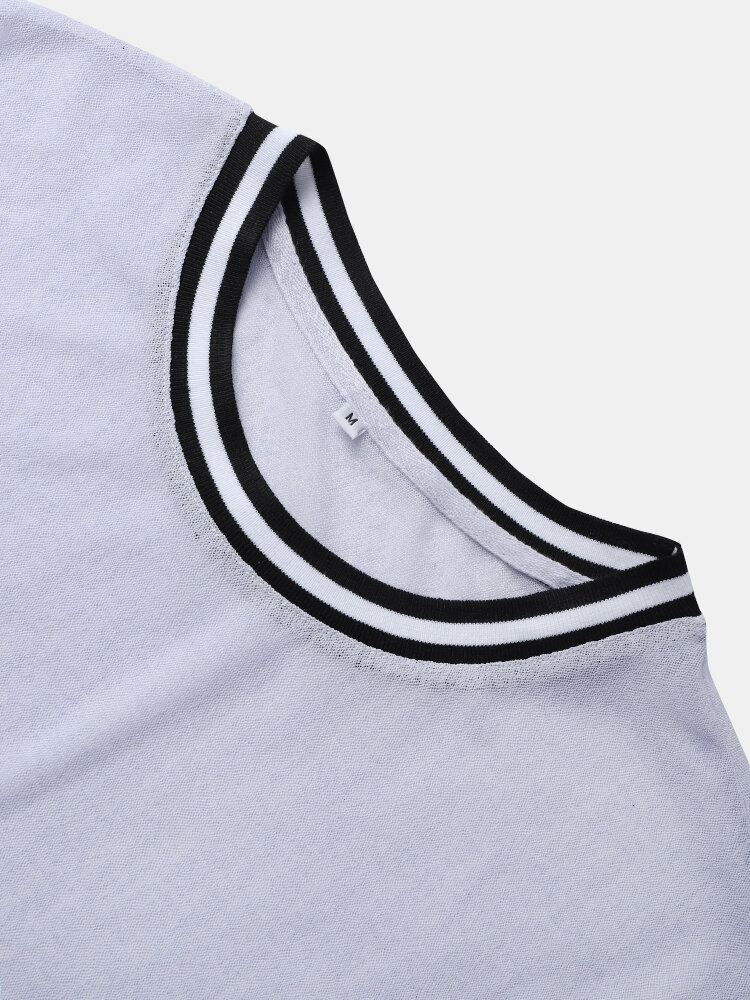 Heren T-shirts Met Contrasterend Mesh En Ronde Hals Dunne Korte Mouwen