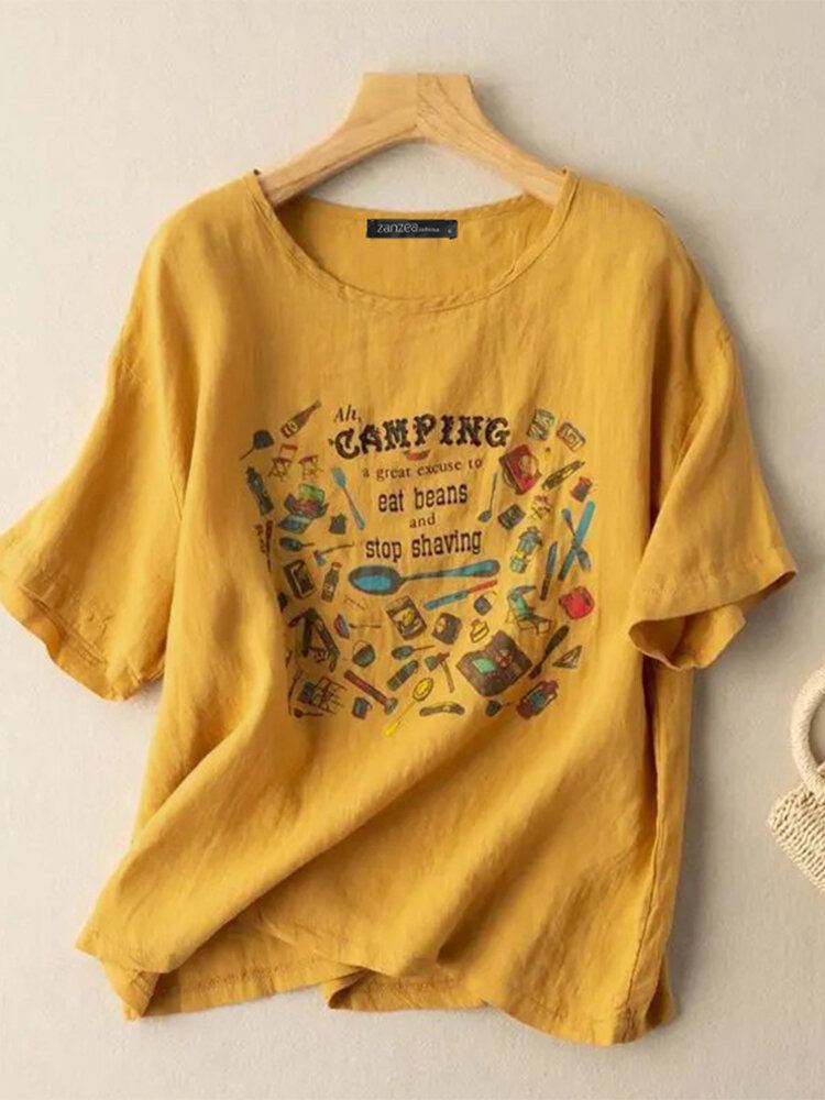 Vrijetijdsbrief Mes En Vork Katoenen T-shirt Met Korte Mouwen