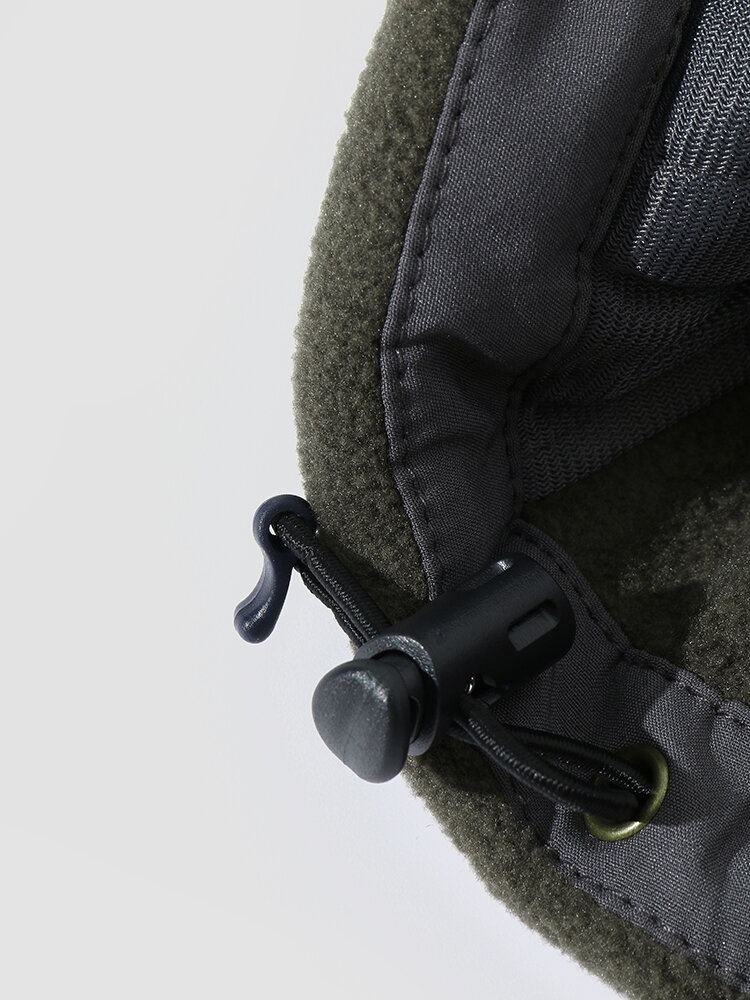 Heren Colorblock Trekkoord Voorzak Met Rits Warme Casual Jassen Met Lange Mouwen