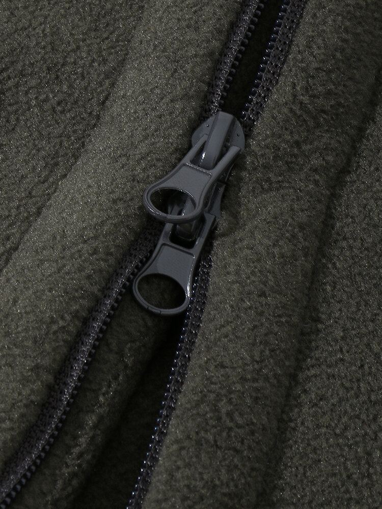 Heren Colorblock Trekkoord Voorzak Met Rits Warme Casual Jassen Met Lange Mouwen