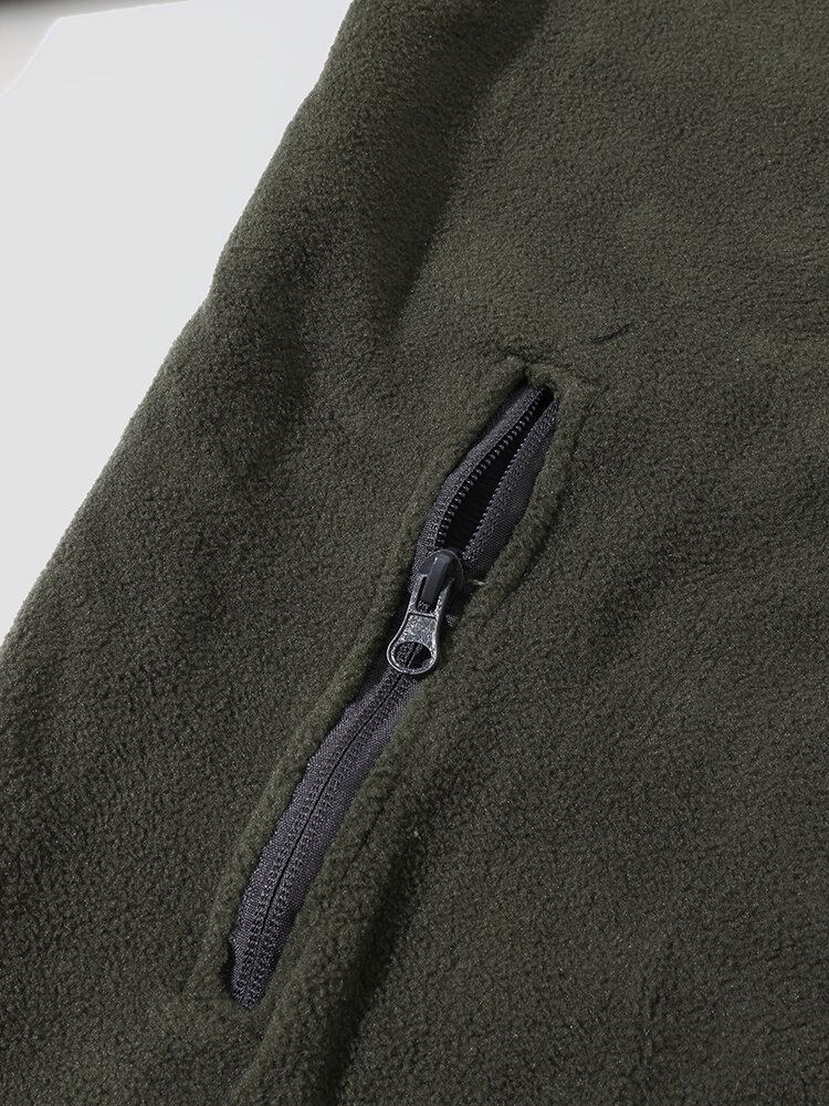 Heren Colorblock Trekkoord Voorzak Met Rits Warme Casual Jassen Met Lange Mouwen