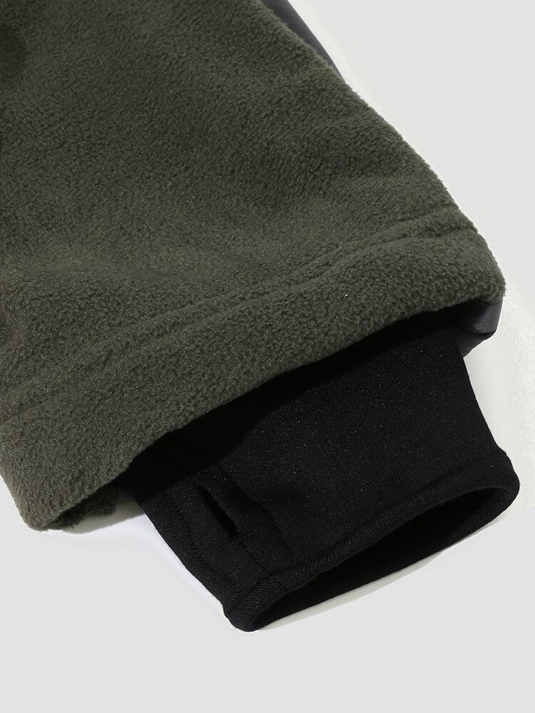 Heren Colorblock Trekkoord Voorzak Met Rits Warme Casual Jassen Met Lange Mouwen