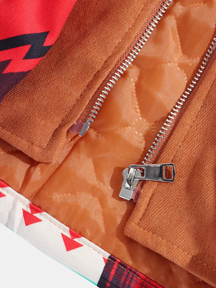 Heren Geruit Colorblock Dik Vintage Overhemd Met Capuchon