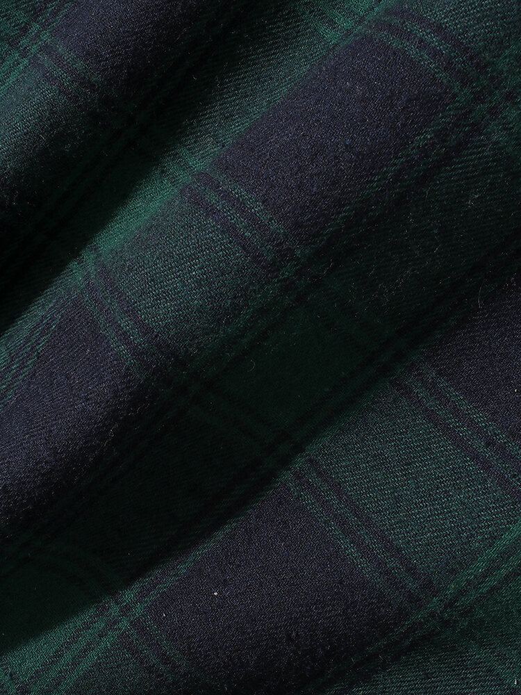 Heren Patchwork Geruite Warme Fleece Gevoerde Jas Met Lange Mouwen En Capuchon