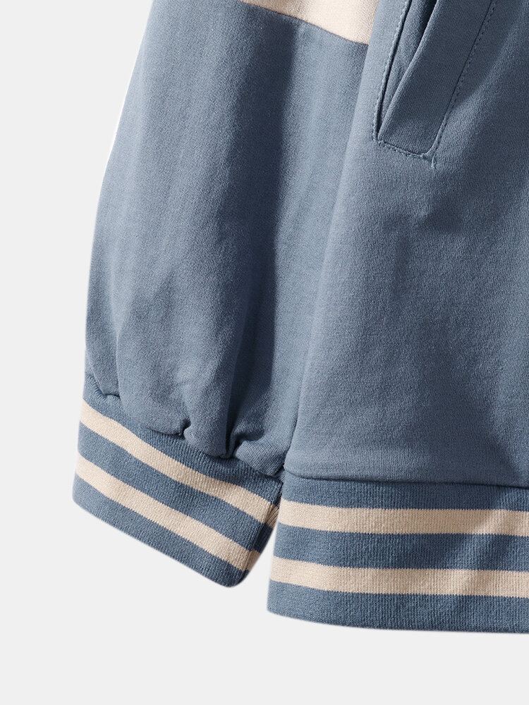 Heren Patchwork Patroon Licentie Rits Dagelijkse Losse Varsity Jas