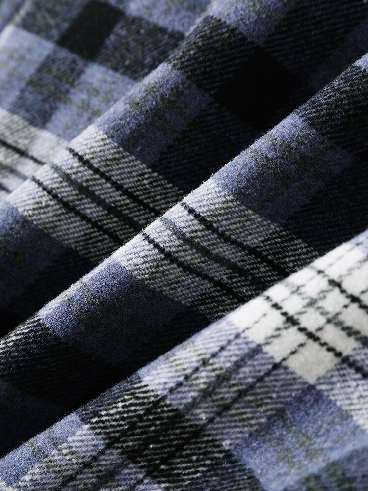 Heren Plaid Borstzakken Button Up Revers Shirts Lange Mouwen Jassen
