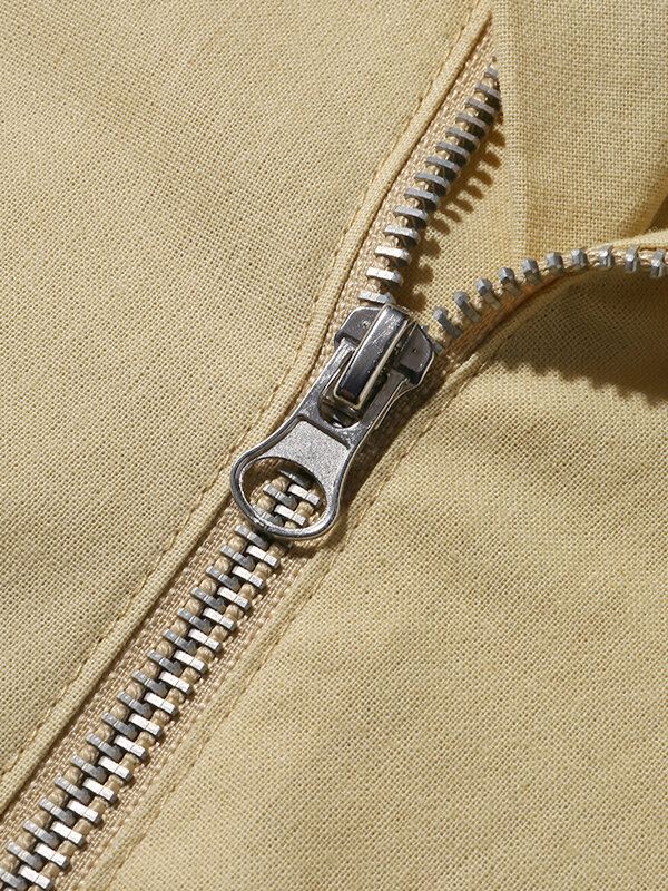 Heren Revers Rits Casual Jassen Met Lange Mouwen Zakken