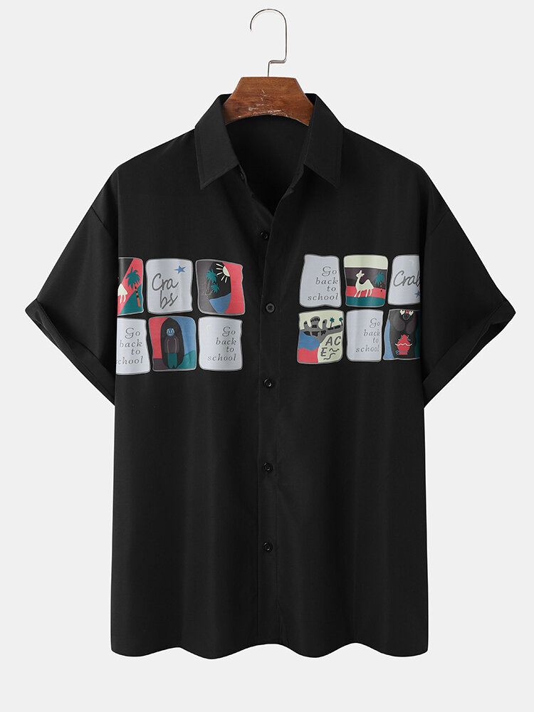 Casual Losse Shirts Met Grappige Print Voor Heren