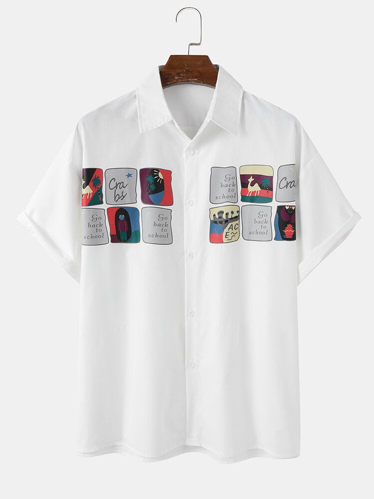 Casual Losse Shirts Met Grappige Print Voor Heren