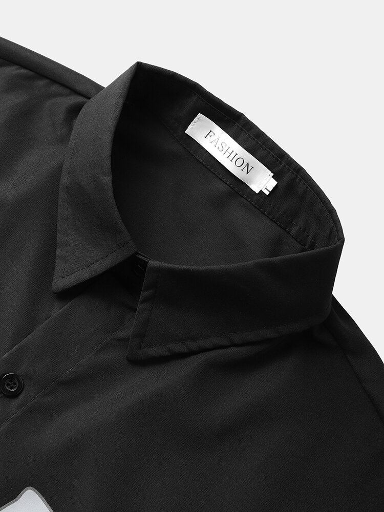 Casual Losse Shirts Met Grappige Print Voor Heren