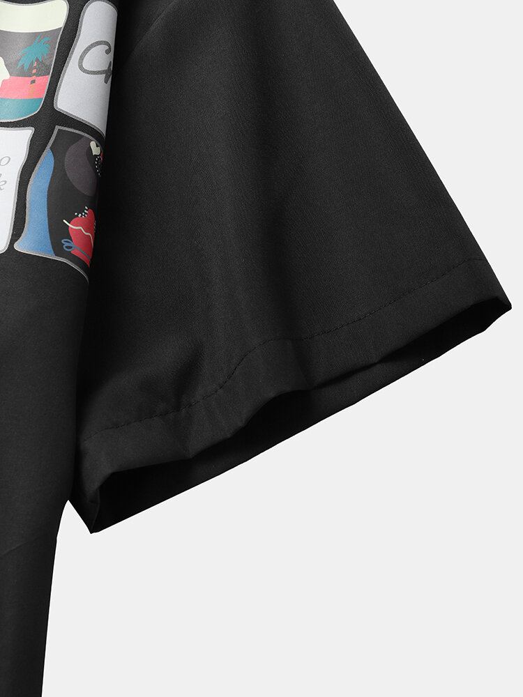 Casual Losse Shirts Met Grappige Print Voor Heren