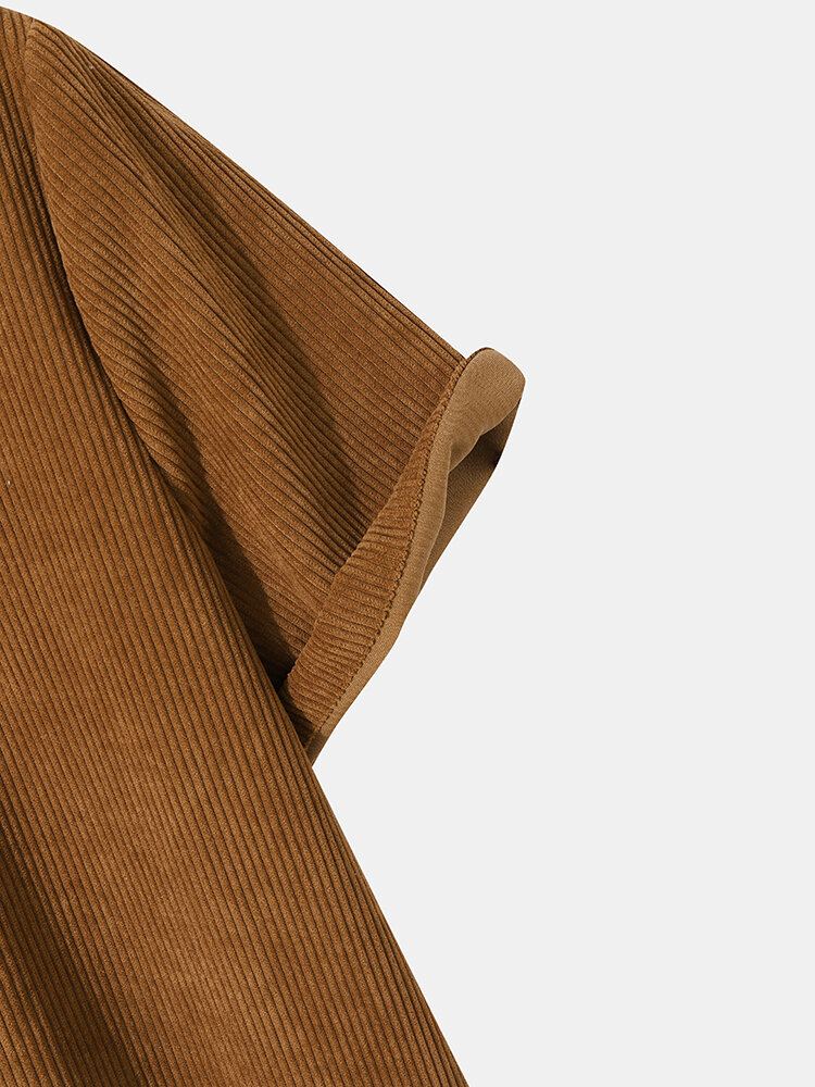 Casual Patchwork Corduroy Overhemden Met Opstaande Kraag Voor Heren