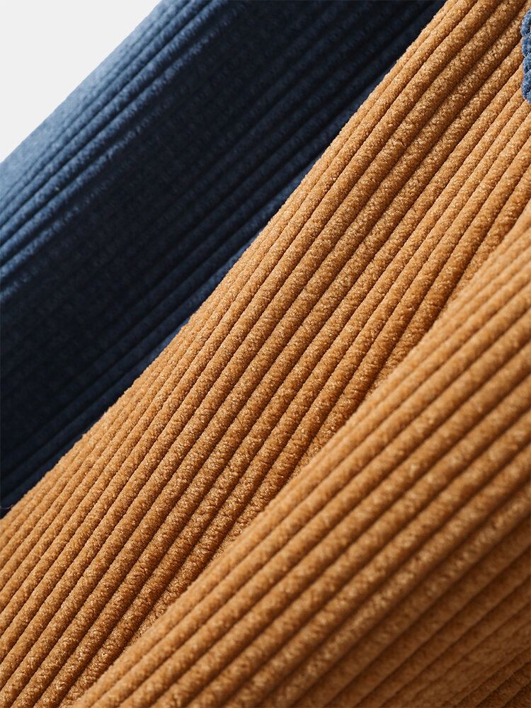 Corduroy Tweekleurige Patchwork Casual Overhemden Met Klepzak Voor Heren