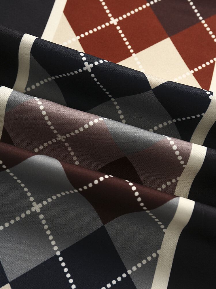 Heren Argyle Geometrische Patchwork Zoom Manchet Korte Mouw Zachte Comfortabele Shirts