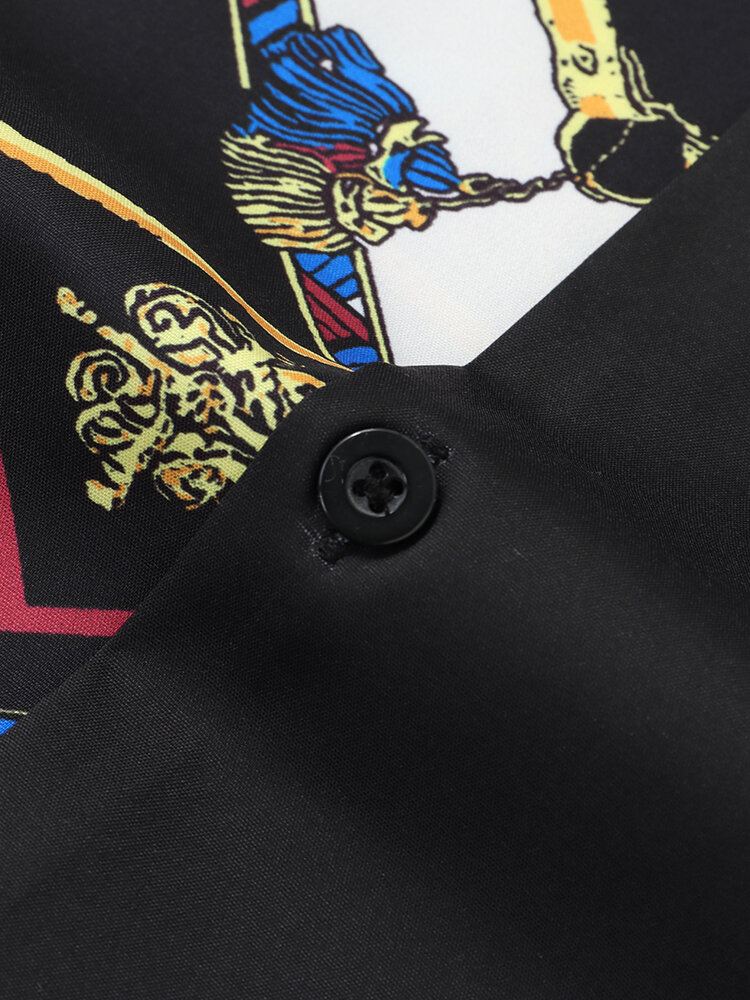 Heren Casual Barok Print Patchwork Revere Kraag Shirts