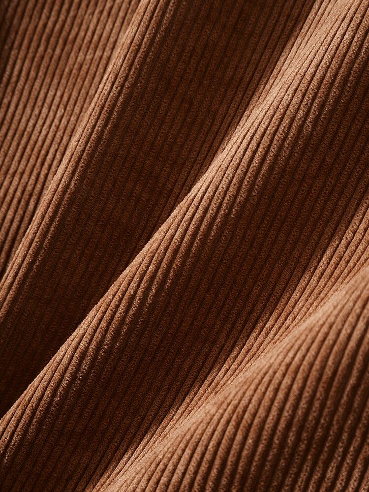 Heren Effen Corduroy Dubbele Zakken Knop Revers Shirt