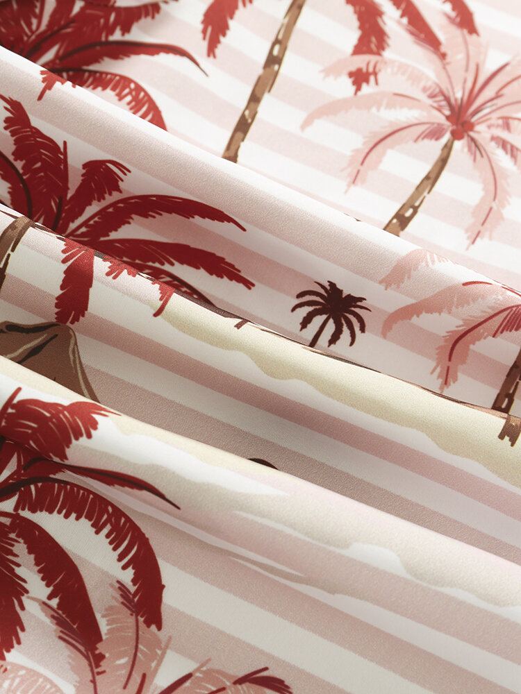 Heren Gestreepte Strandkleding Met Landschapsprint Zacht Comfortabel Ademend Alle Bijpassende Shirts