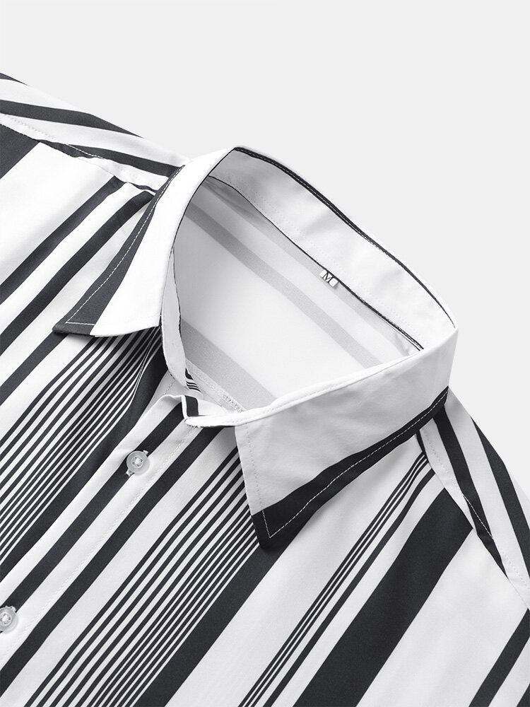 Heren Multi Gestreepte Grafische Zachte Gebogen Zoom Comfortabele Ademende Shirts