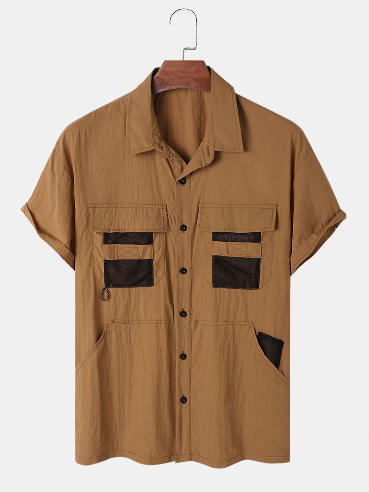 Heren Patched Utility Multi Pocket Graceful Leisure Alle Matched Shirts