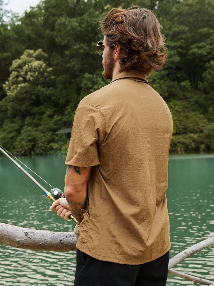 Heren Patched Utility Multi Pocket Graceful Leisure Alle Matched Shirts