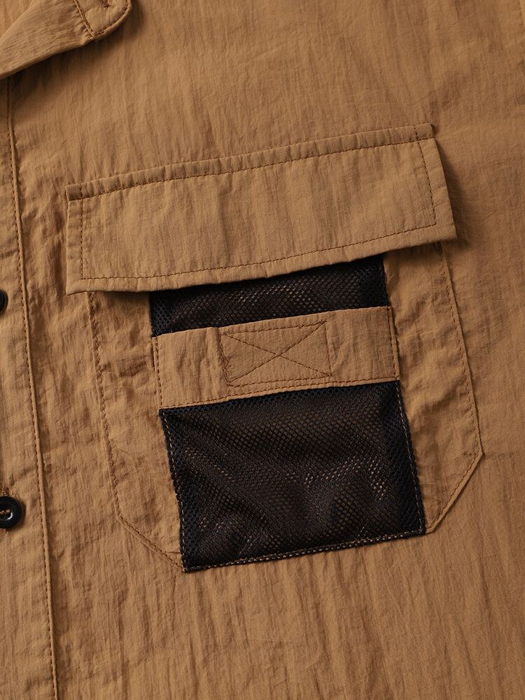 Heren Patched Utility Multi Pocket Graceful Leisure Alle Matched Shirts