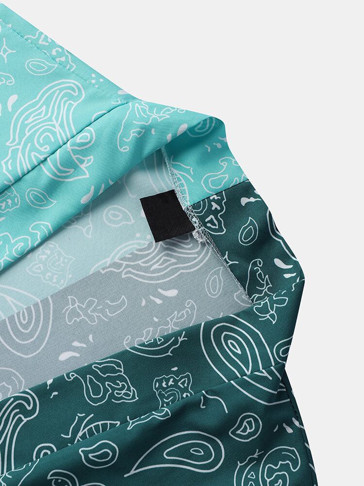 Tweekleurige Paisley-print Met Open Voorkant Voor Heren Losse Kimono