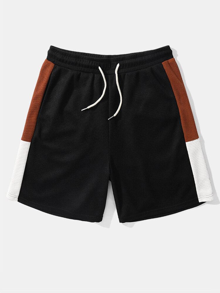 Wafelbreisel Voor Heren Met Capuchon En Patchwork-overhemden Shorts Tweedelige Outfits
