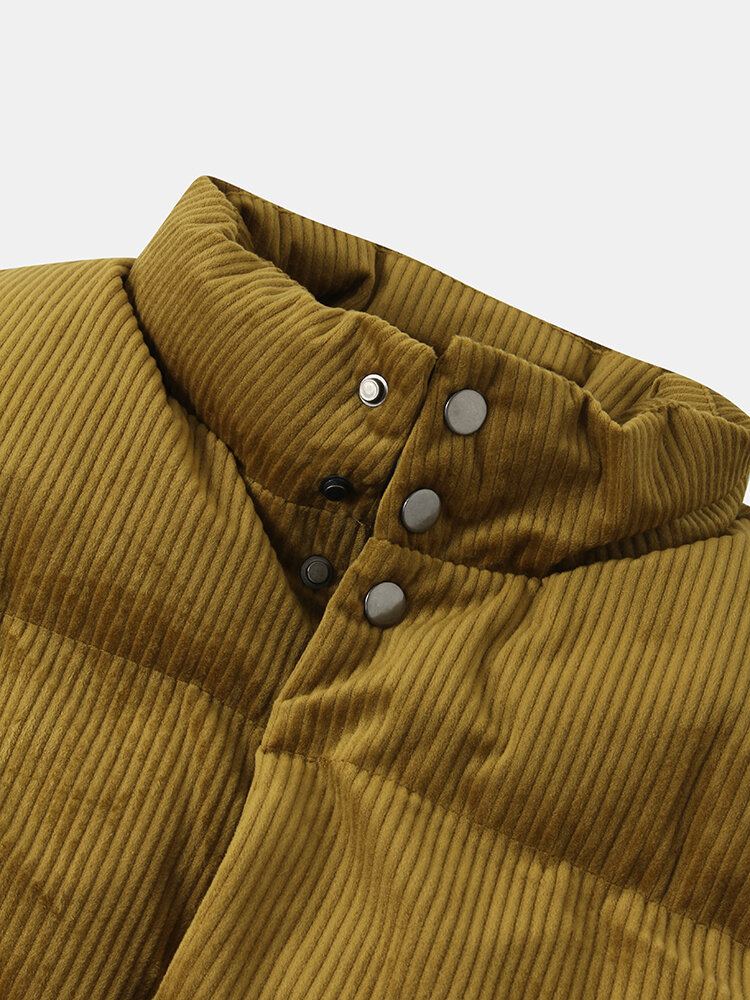 Heren Corduroy Effen Kleur Ritszak Dikker Warm Gewatteerd Gilet