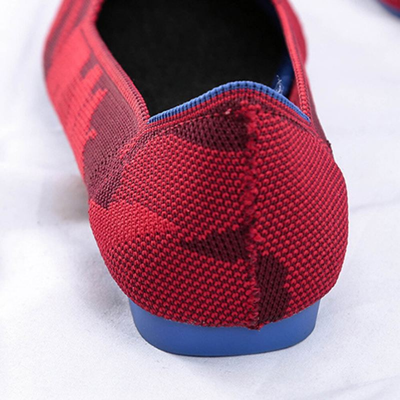 Dames Casual Puntige Gebreide Loafers Met Zachte Zool En Zachte Zool