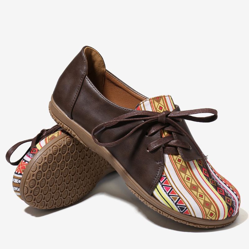 Damespatroon Splicing Decor Non-slip Comfortabele Platte Loafers