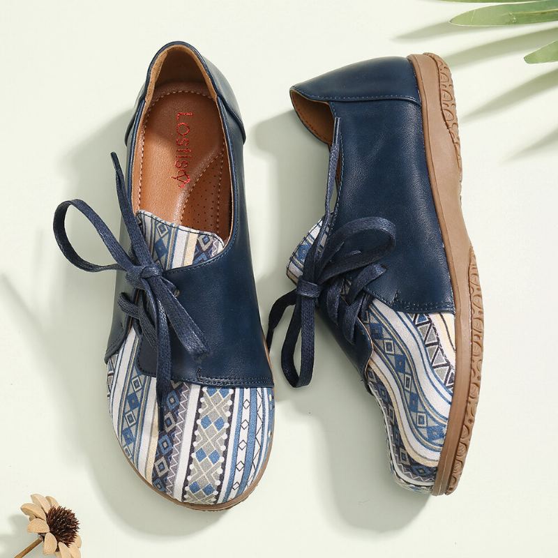Damespatroon Splicing Decor Non-slip Comfortabele Platte Loafers