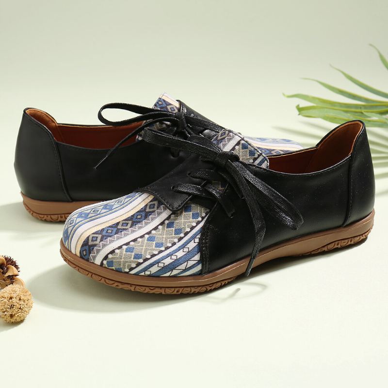 Damespatroon Splicing Decor Non-slip Comfortabele Platte Loafers