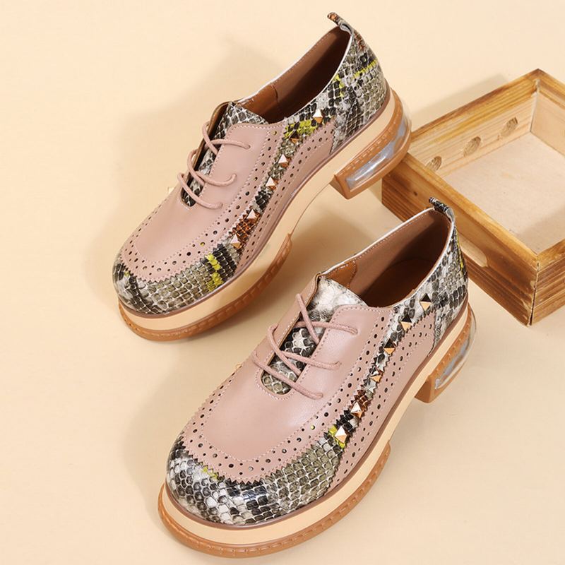 Plus Size Dames Casual Mode Snakeskin Colorblock Oxfords Schoenen