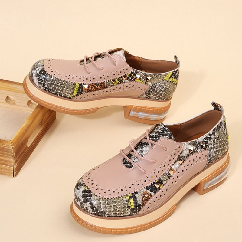 Plus Size Dames Casual Mode Snakeskin Colorblock Oxfords Schoenen