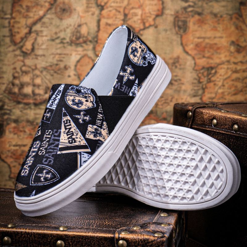 Vrouwen Casual Afdrukken Brief Patroon Ronde Neus Platte Canvas Schoenen