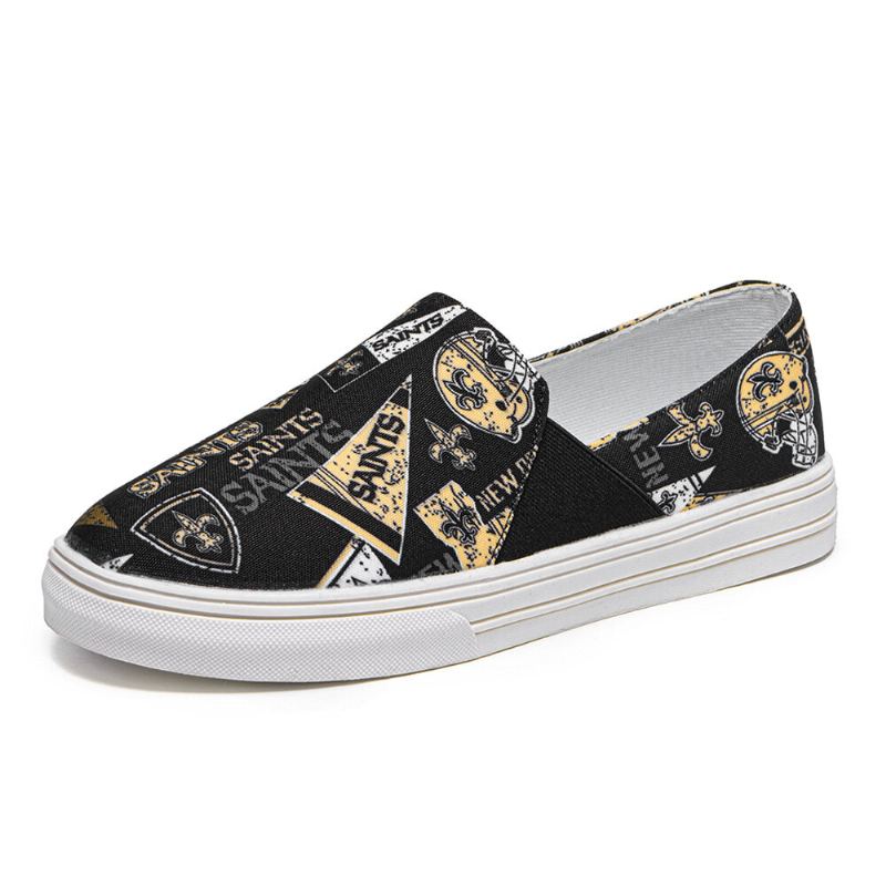 Vrouwen Casual Afdrukken Brief Patroon Ronde Neus Platte Canvas Schoenen