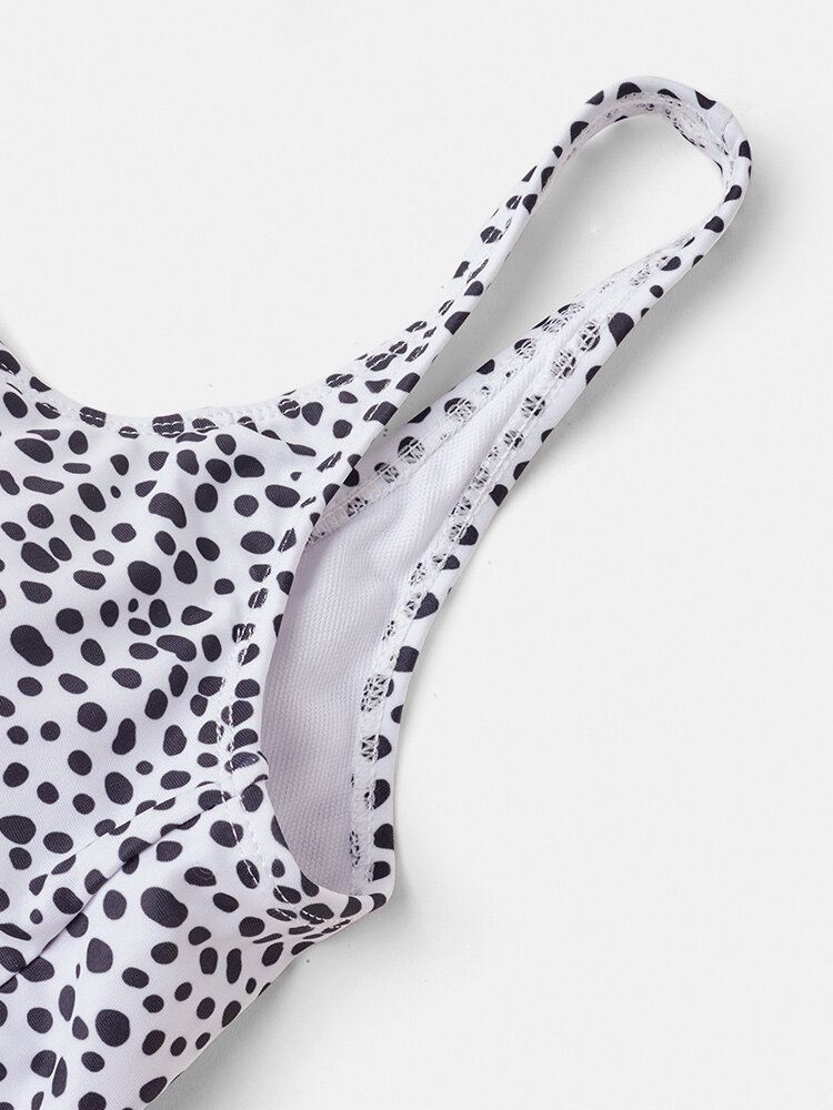 Dames Leopard Brede Schouderbanden Badpak Backless Bikini