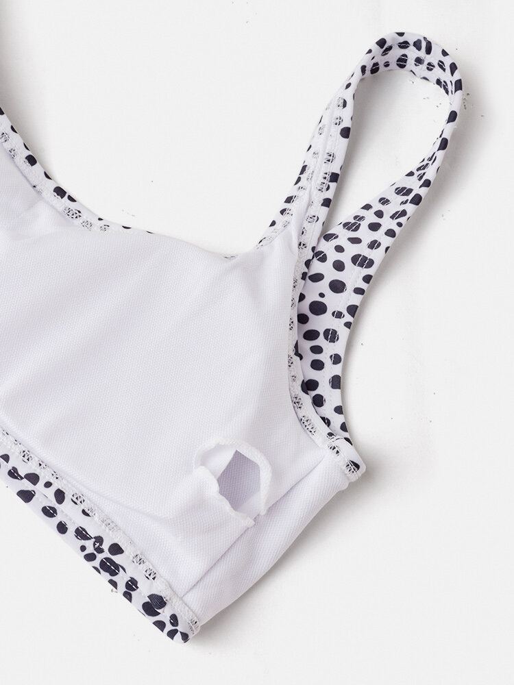 Dames Leopard Brede Schouderbanden Badpak Backless Bikini
