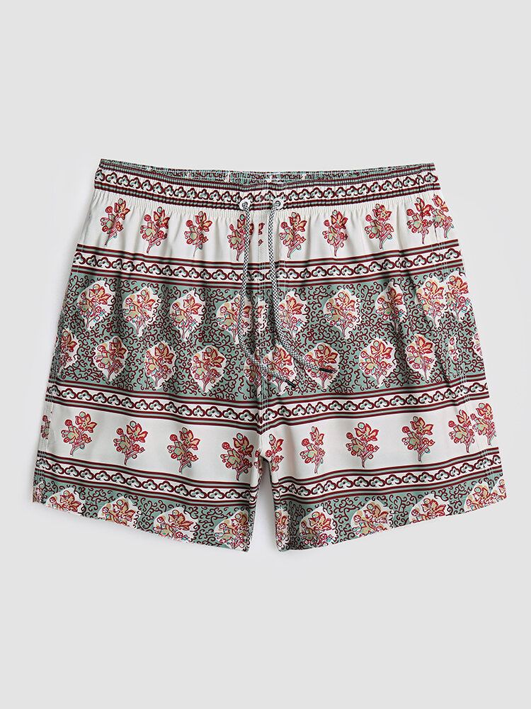 Heren Bloemenprint Vintage Stijl Gezellige Korte Lichtgewicht Dunne Board Shorts