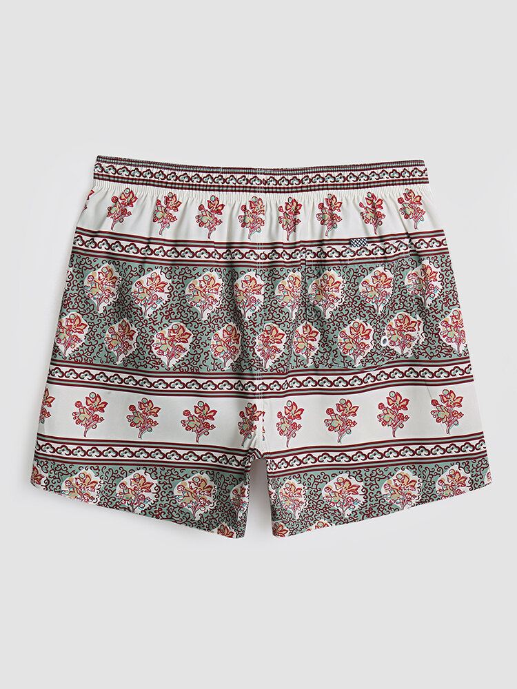 Heren Bloemenprint Vintage Stijl Gezellige Korte Lichtgewicht Dunne Board Shorts