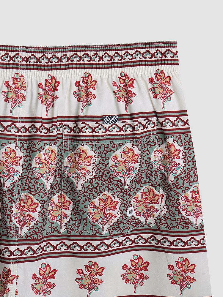 Heren Bloemenprint Vintage Stijl Gezellige Korte Lichtgewicht Dunne Board Shorts
