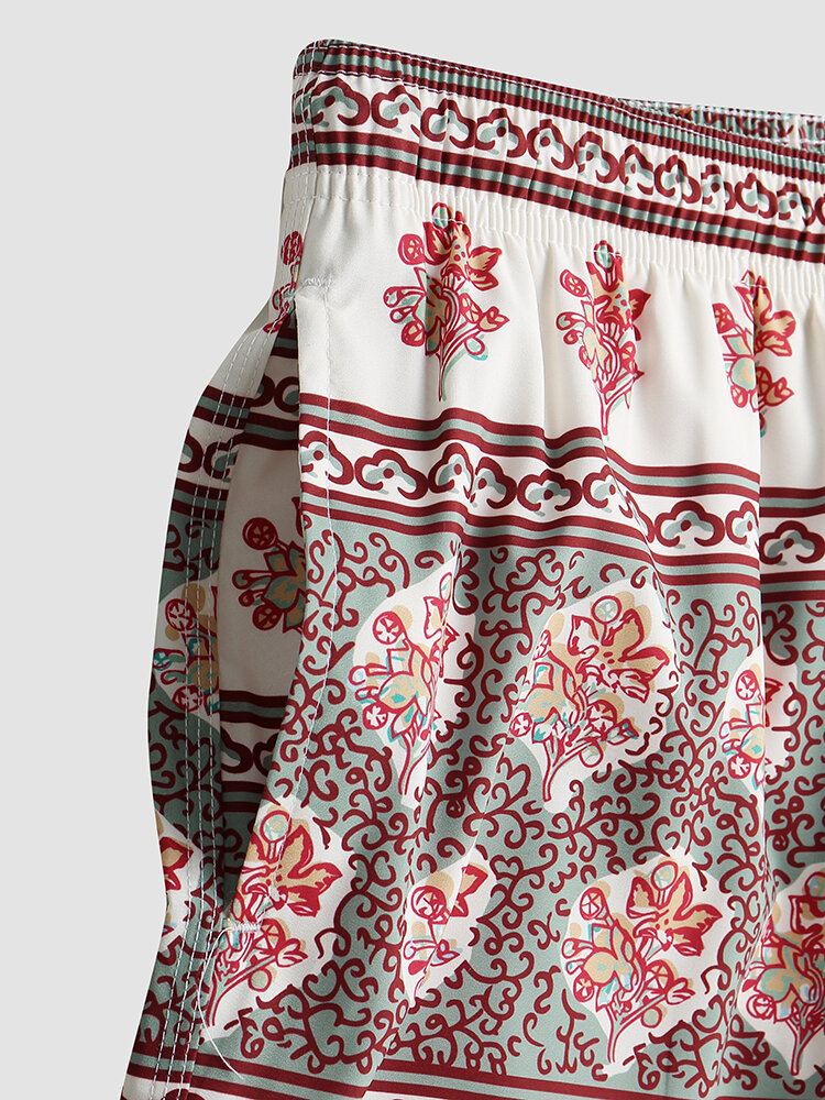 Heren Bloemenprint Vintage Stijl Gezellige Korte Lichtgewicht Dunne Board Shorts