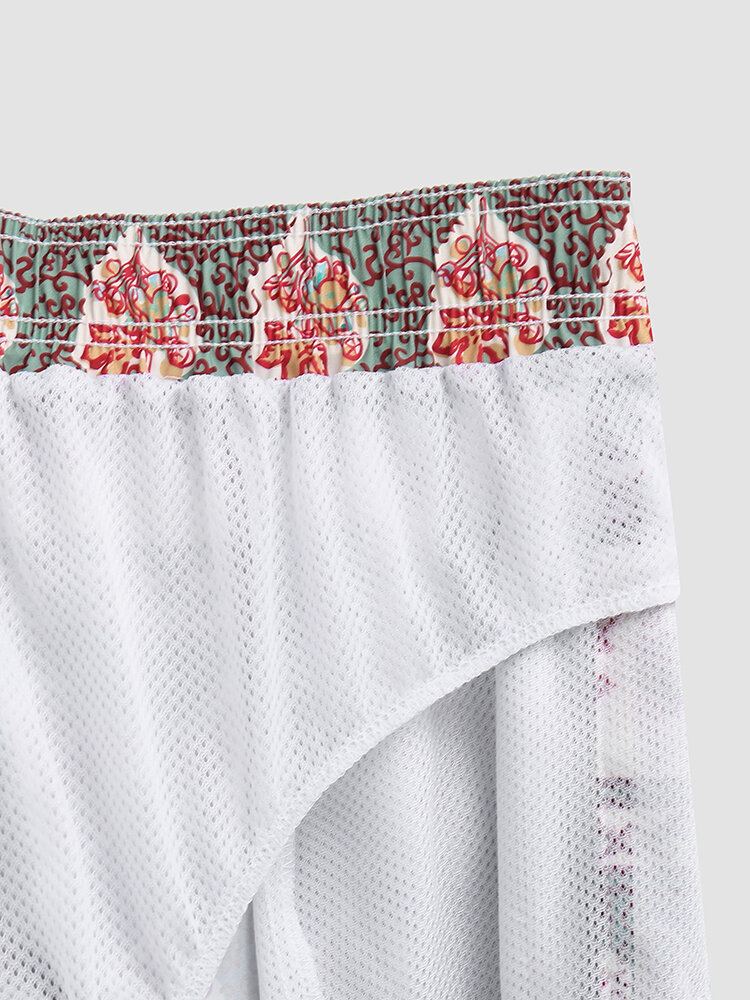 Heren Bloemenprint Vintage Stijl Gezellige Korte Lichtgewicht Dunne Board Shorts