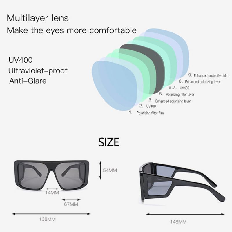 Heren Full-frame Lens Uit Één Stuk Winddicht Uv-bescherming Mode-zonnebril