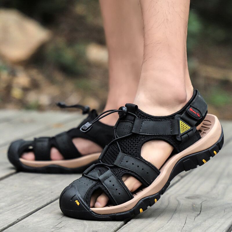 Heren Koeienhuid Ademend Antislip Zachte Bodem Comfortabele Outdoor Casual Strandsandalen