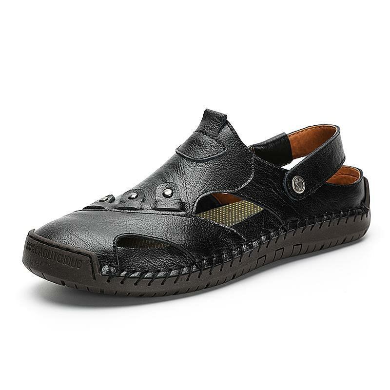 Heren Twee Manieren Microfiber Leer Ademend Handgemaakt Outdoor Retro Sandalen