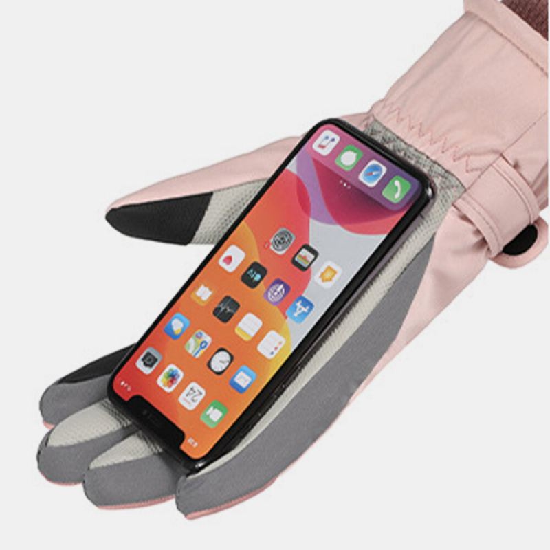 Dames Screentouch Winddicht Waterdicht Paardrijden Skiën Warme Sport Handschoenen Met Volledige Vingers