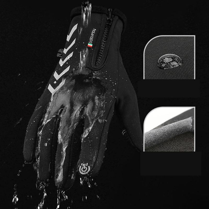Fietsen Warme Handschoenen Seizoen Outdoor Waterdichte Sport Anti-slip Vijf-vinger Touchscreen Nacht Rijden Hoogtepunt Reflecterende Handschoenen