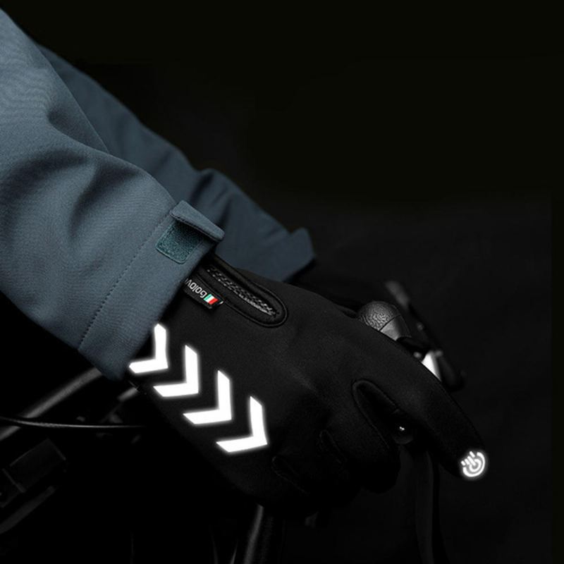 Fietsen Warme Handschoenen Seizoen Outdoor Waterdichte Sport Anti-slip Vijf-vinger Touchscreen Nacht Rijden Hoogtepunt Reflecterende Handschoenen