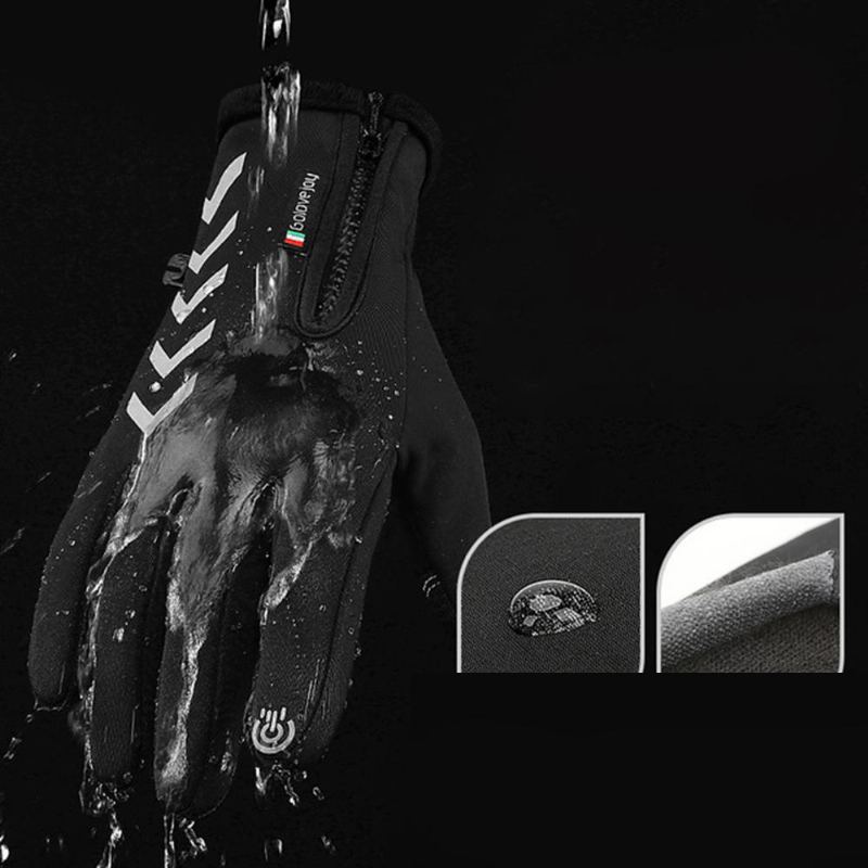 Fietsen Warme Handschoenen Seizoen Outdoor Waterdichte Sport Anti-slip Vijf-vinger Touchscreen Nacht Rijden Hoogtepunt Reflecterende Handschoenen
